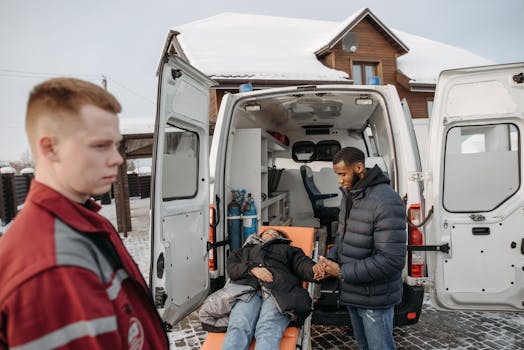 Assistentie ambulance bij afhijsen patiënt op Castorstraat in Hilversum