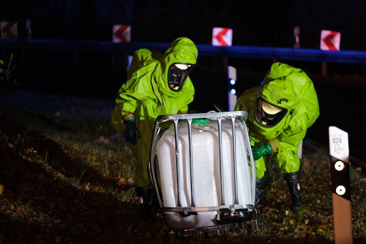 Oefening met gevaarlijke stoffen aan Oud-Loosdrechtsedijk in Loosdrecht